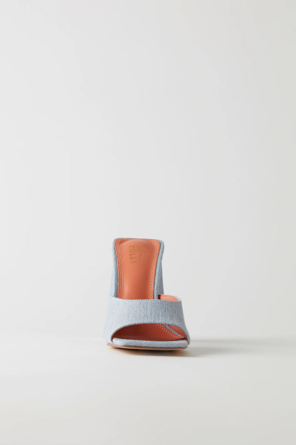 Triangle Heel Linen Mule Heels in Grey