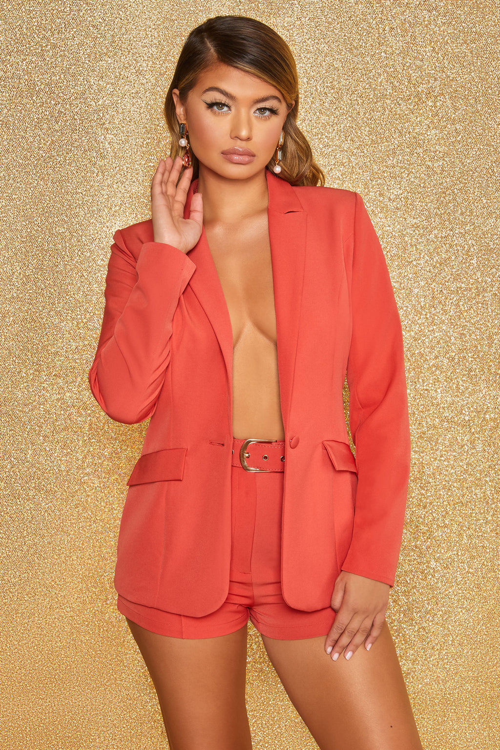 Unfinished Business Tailored Blazer Jacket in Red