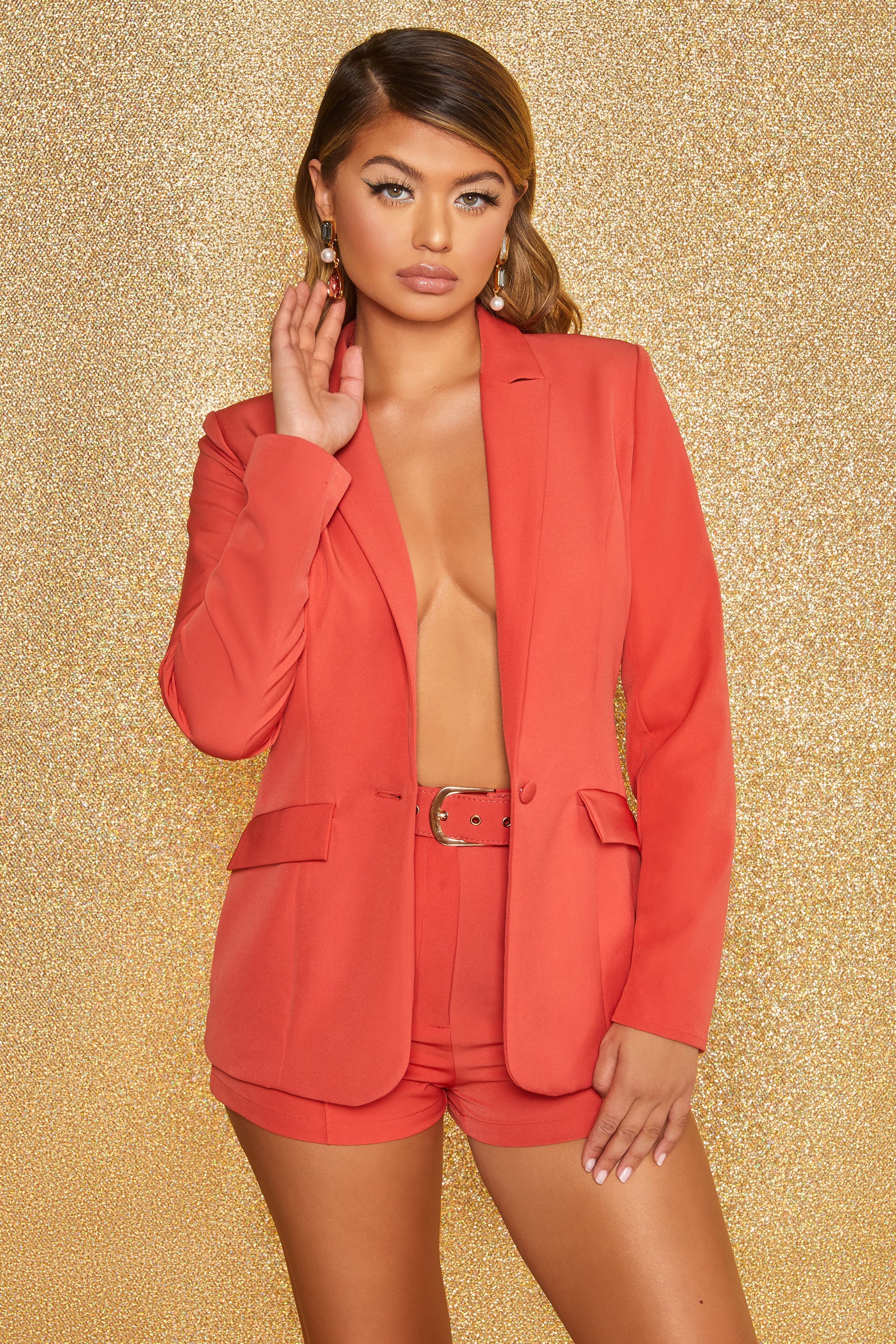 Unfinished Business Tailored Blazer Jacket in Red