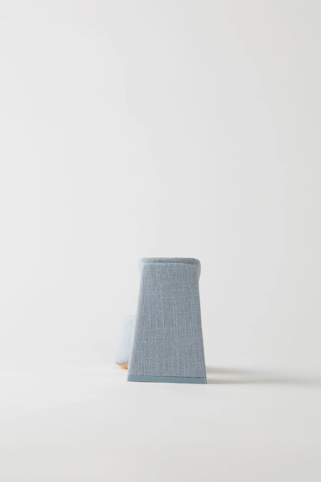 Triangle Heel Linen Mule Heels in Grey