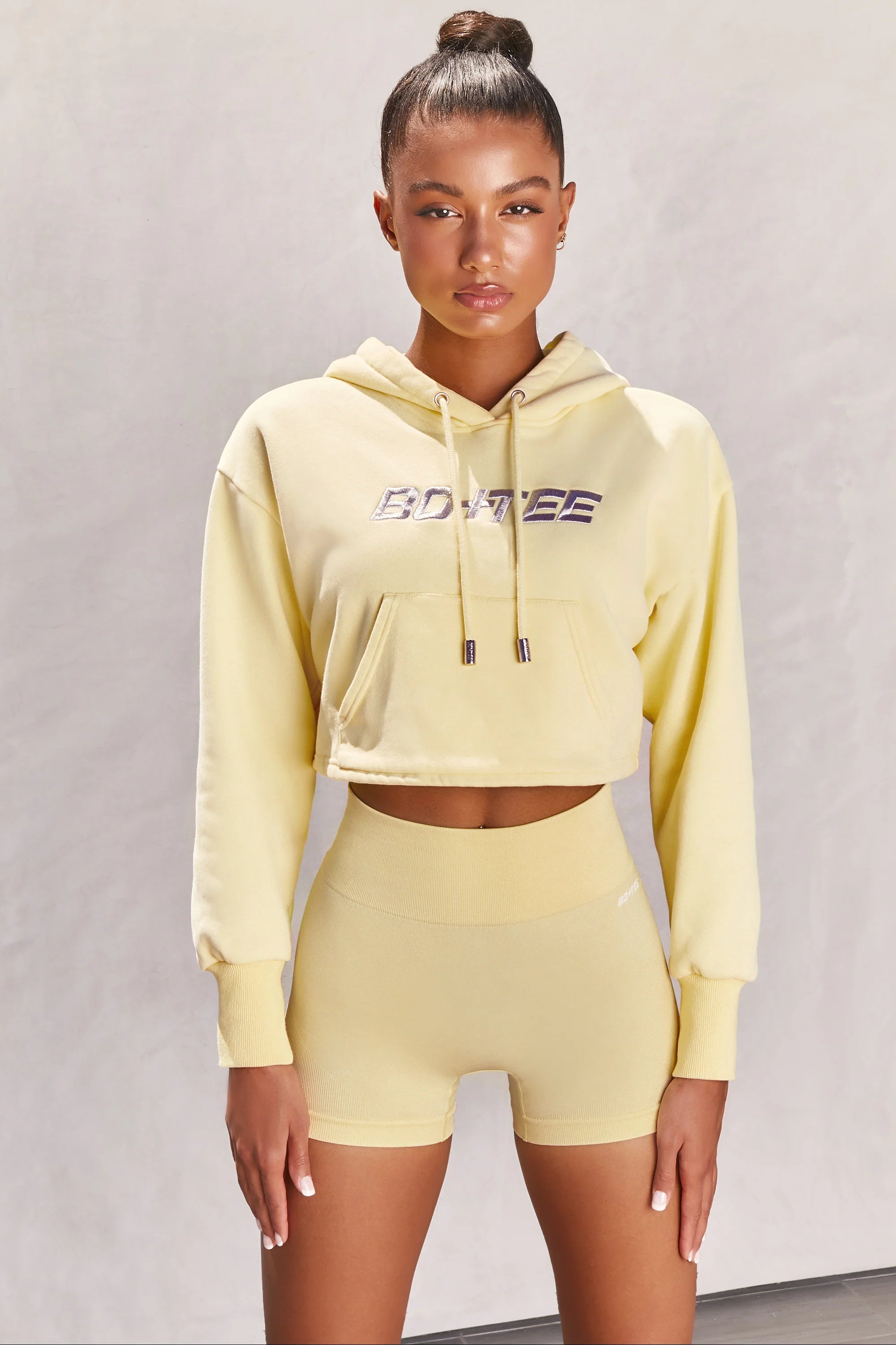 Off Duty Cropped Hoodie in Lemon