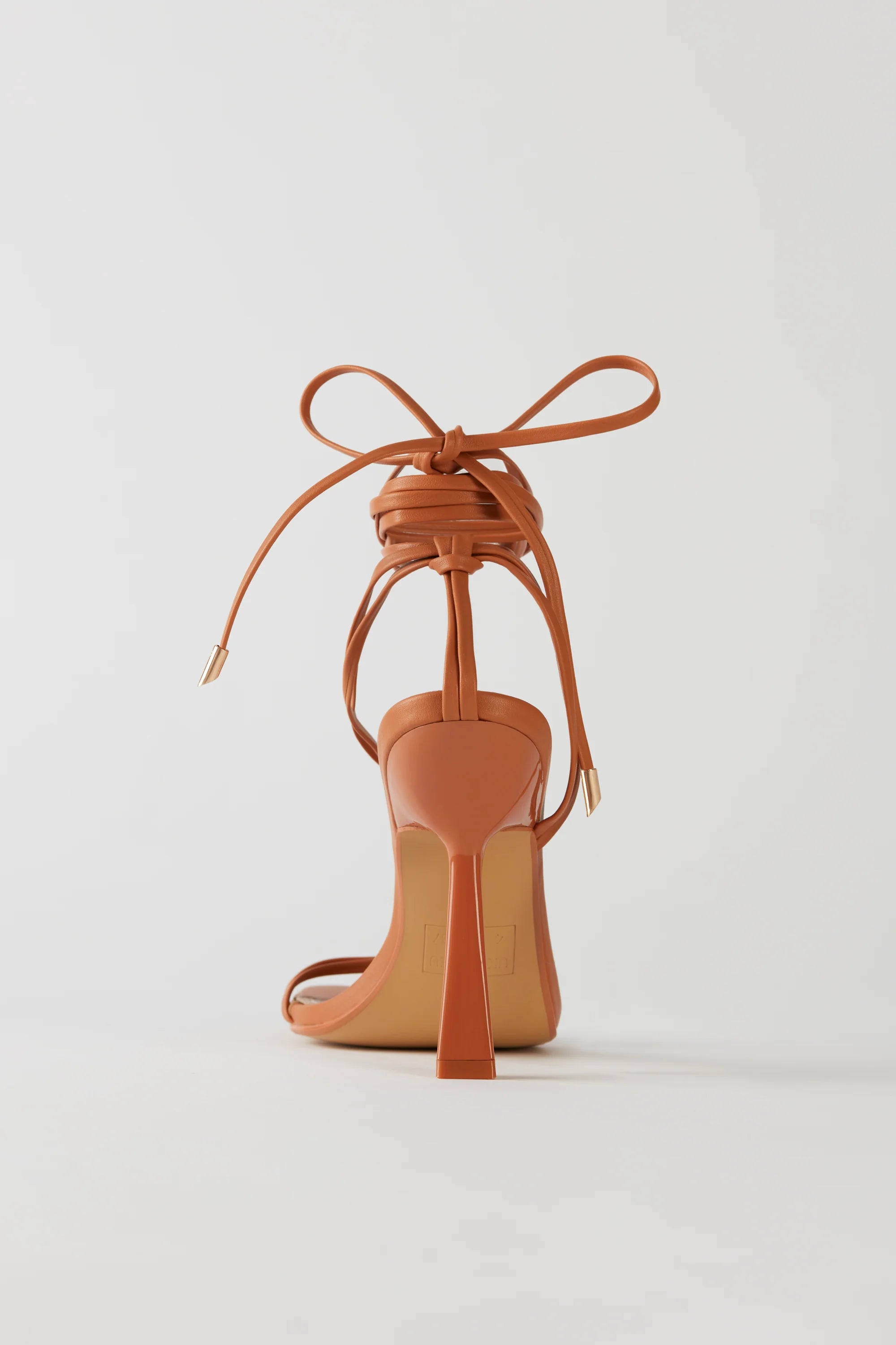Leatherette Lace Up Heels in Tan