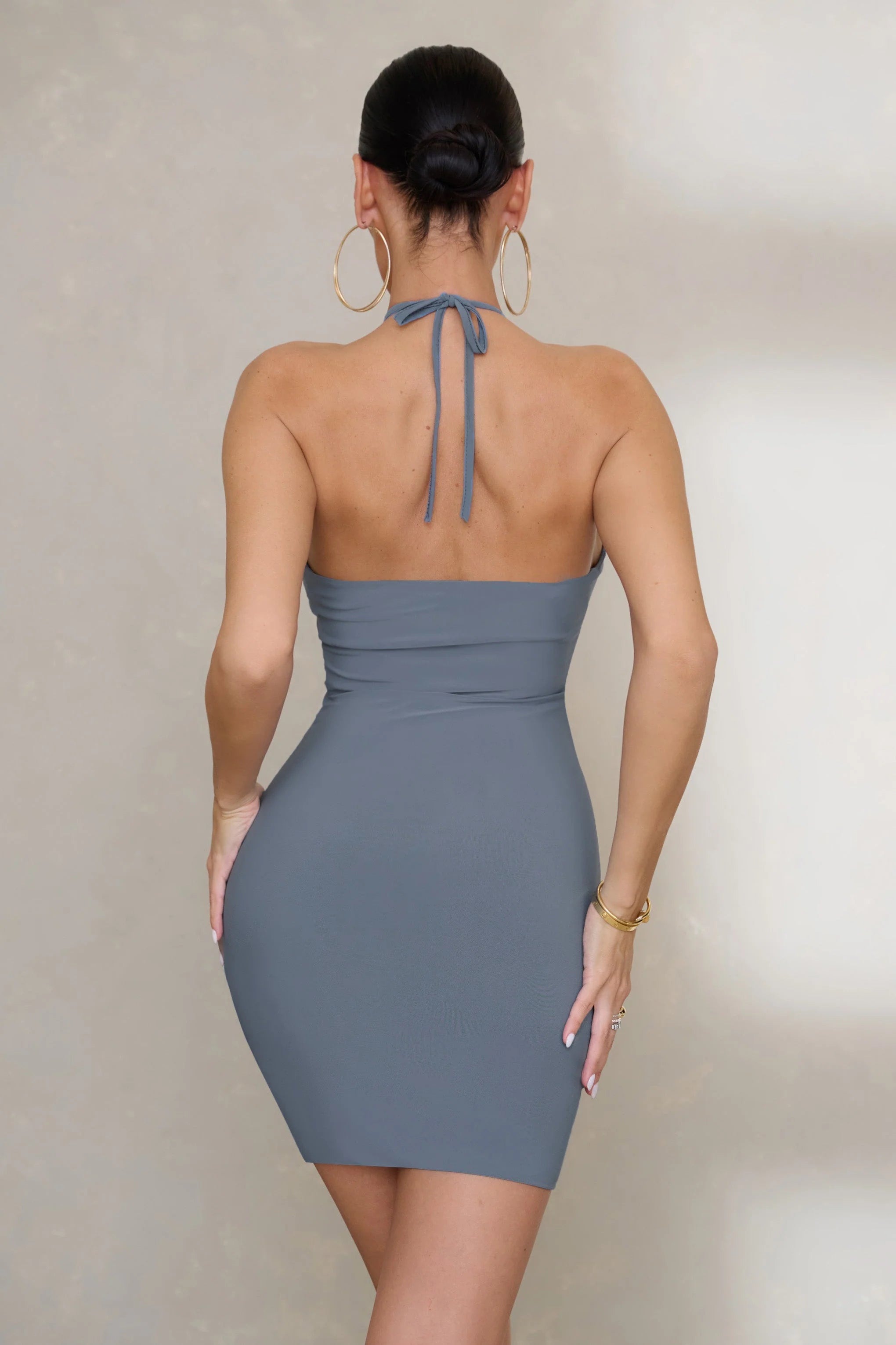 Horizon | Slate Blue Halterneck Mini Dress