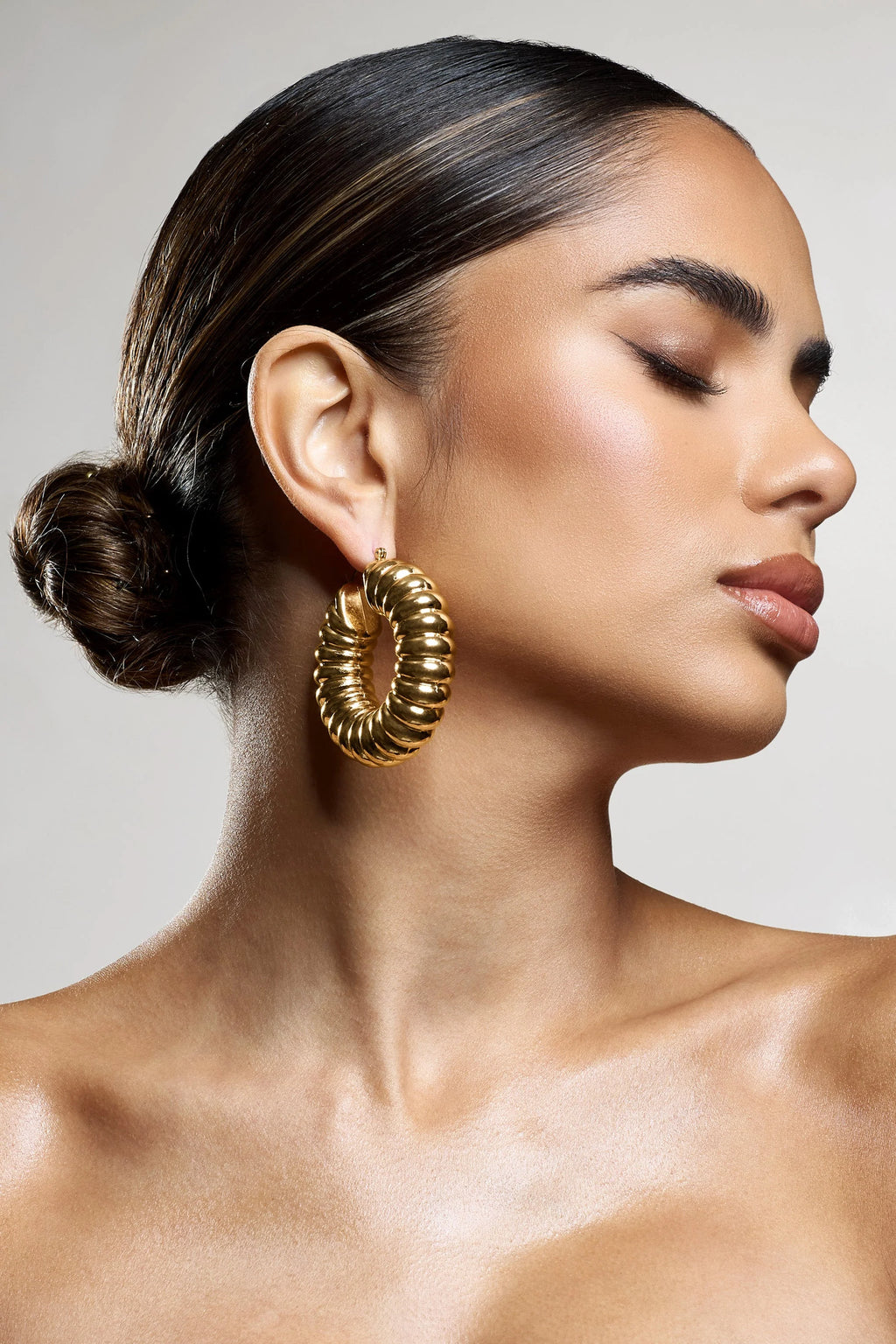 Rialta | Gold Ribbed Chunky Hoop Earrings