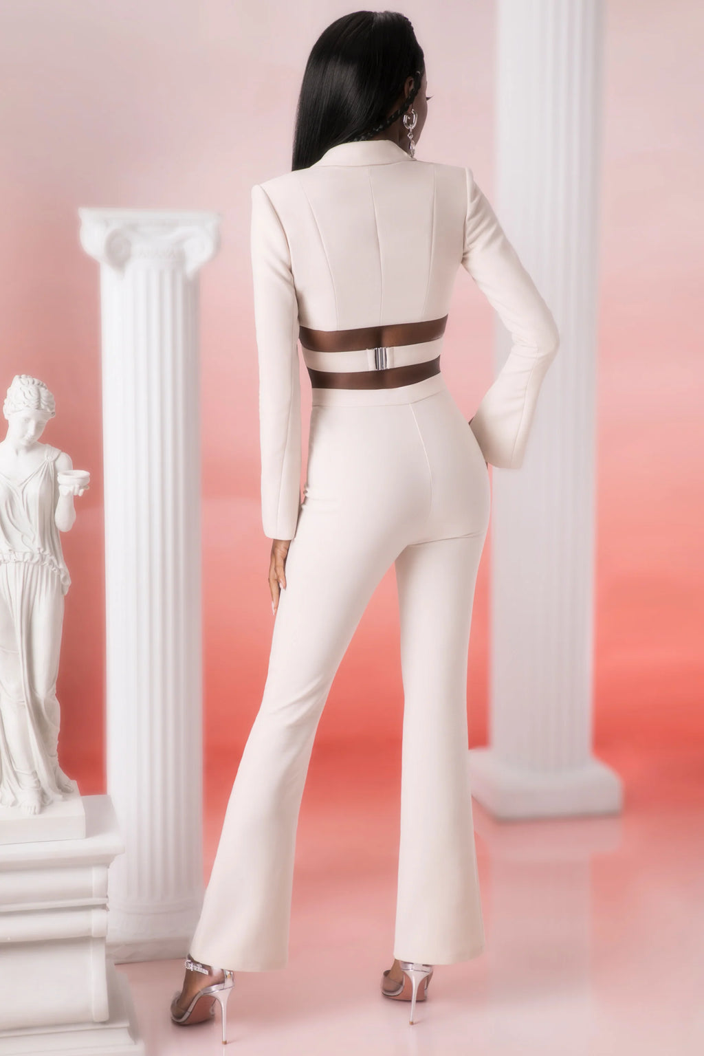 Flare Trousers in Stone