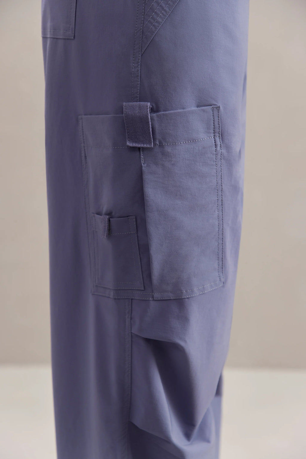 Tall Wide Leg Cargo Trousers in Dusty Blue