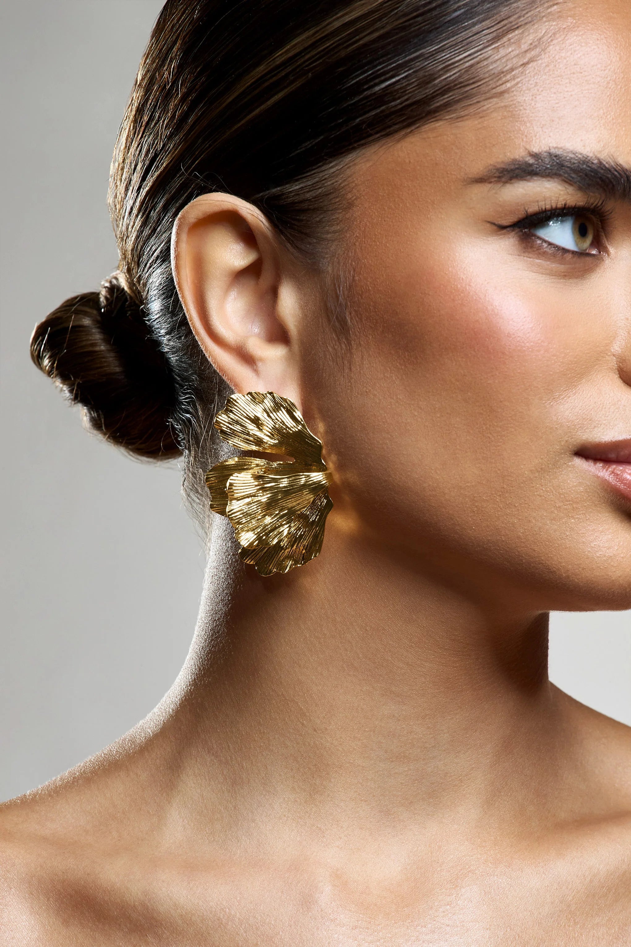 Banyan | Gold Abstract Statement Leaf Earrings