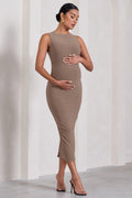 Paige | Mocha Sleeveless Split Maternity Midi Dress