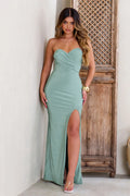 Dynamite | Green Pleated Bodice Split Maxi Dress