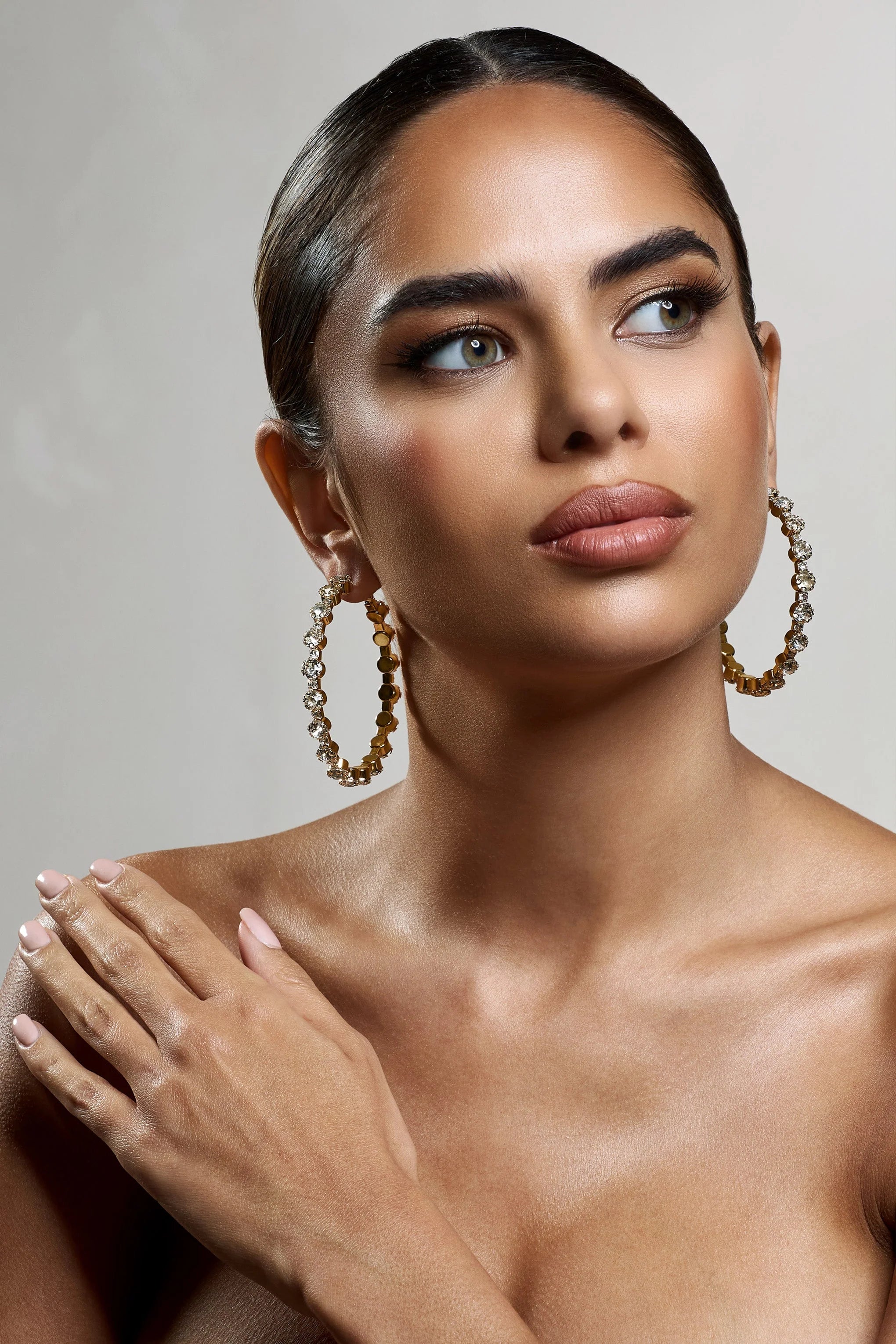 Sindri | Gold Diamante Hoop Earrings
