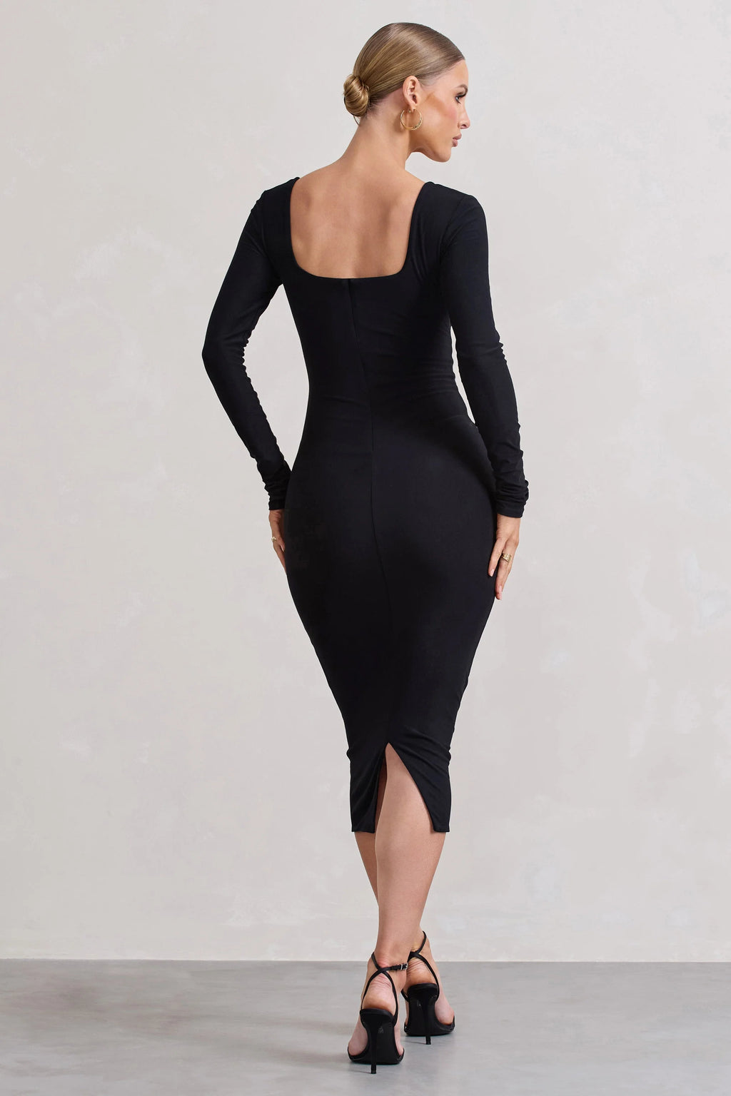 Sammy | Black Bodycon Sweetheart Midi Dress