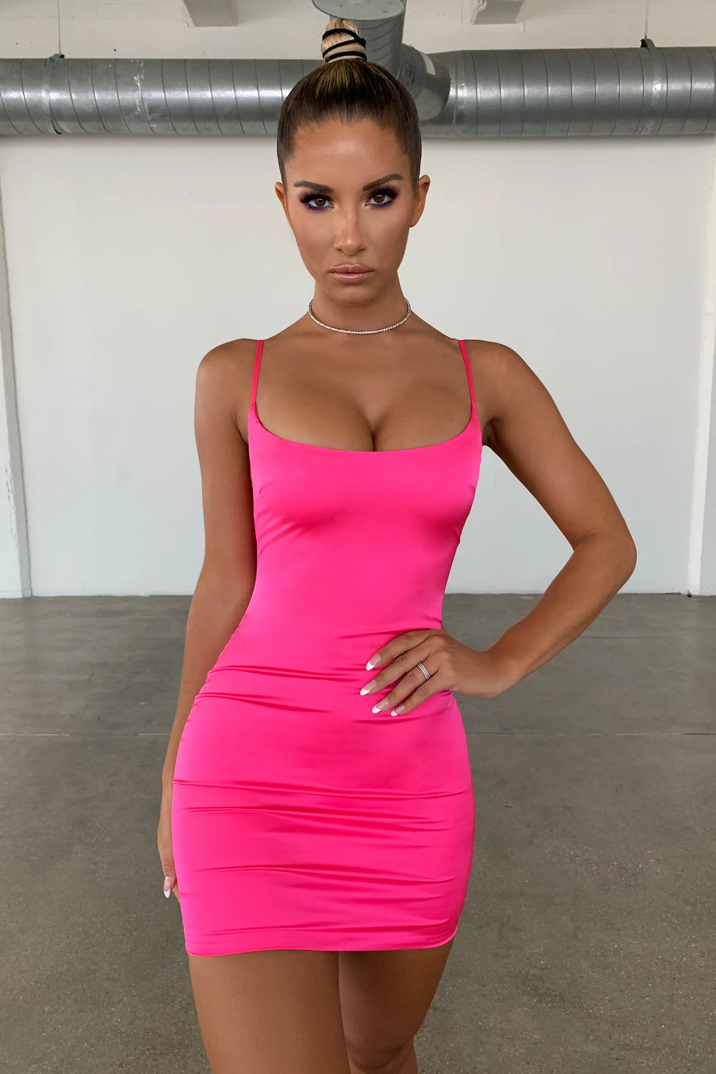 Sitting Pretty Satin Mini Dress in Pink