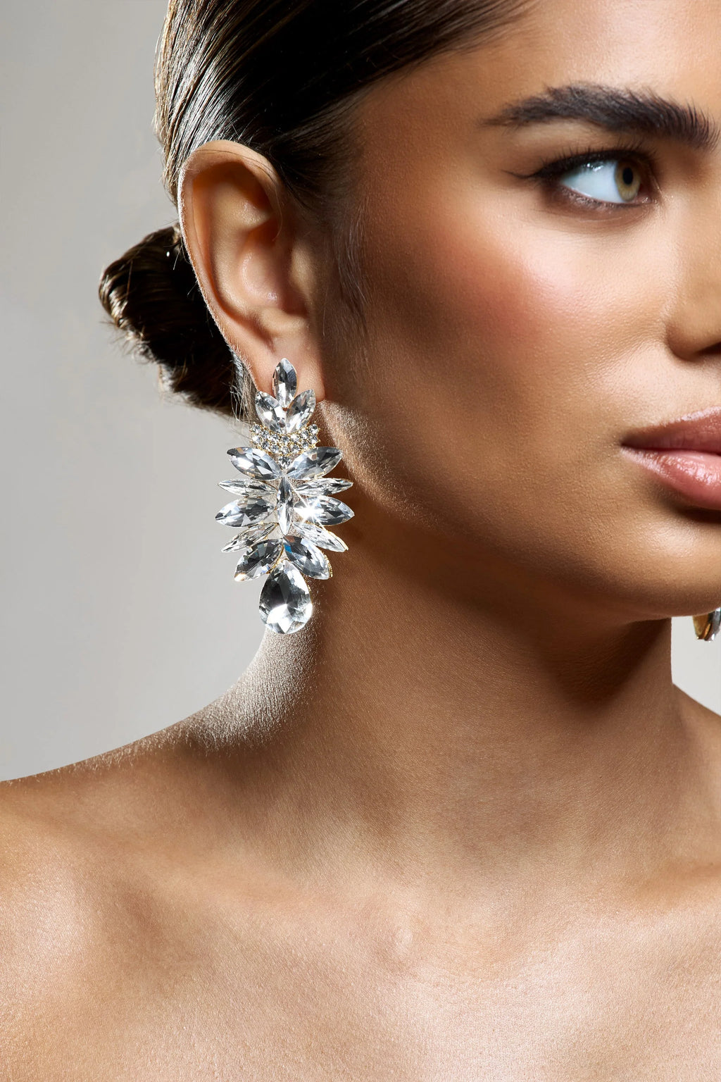 Refractive | Gold Diamante Statement Earrings