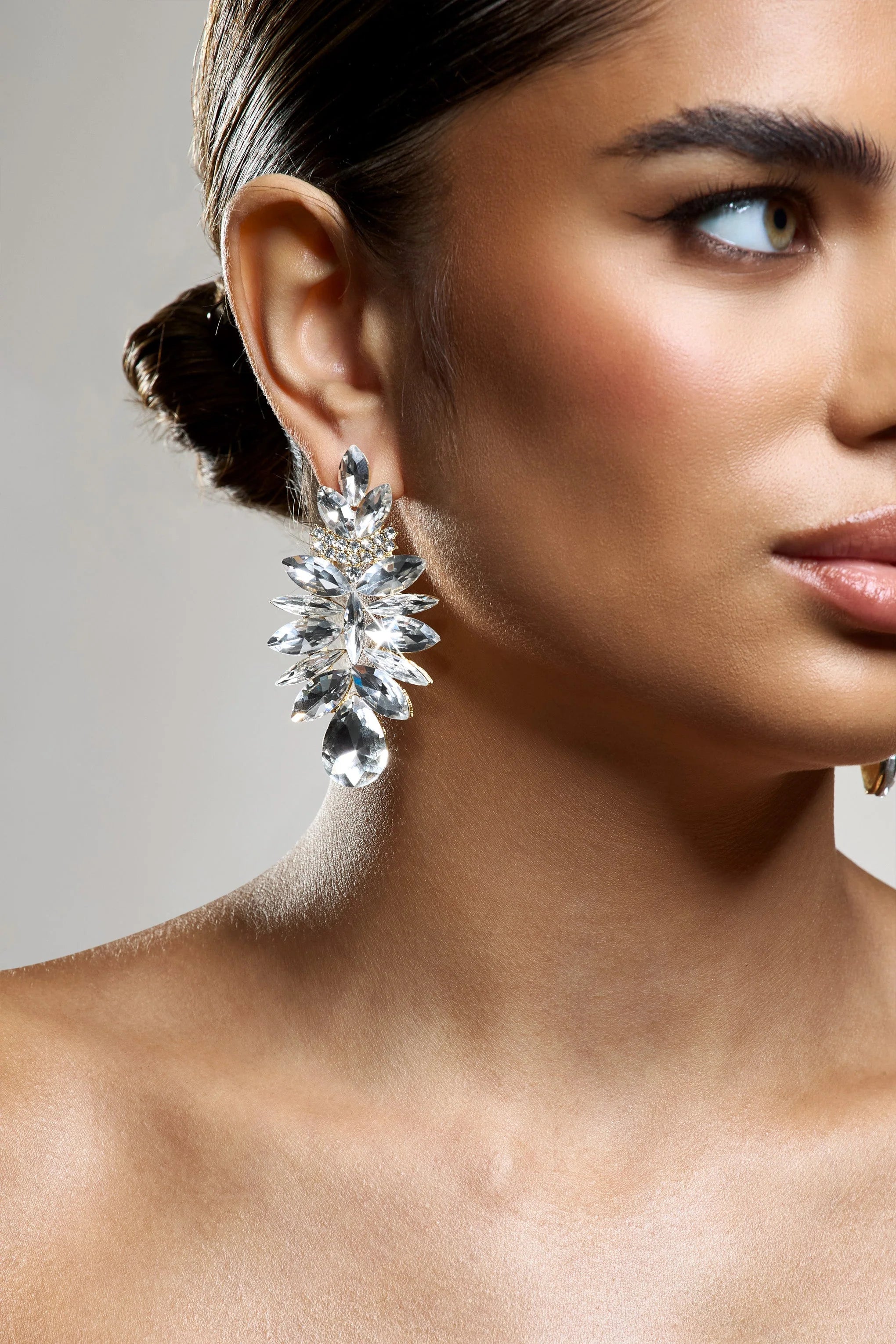 Refractive | Gold Diamante Statement Earrings