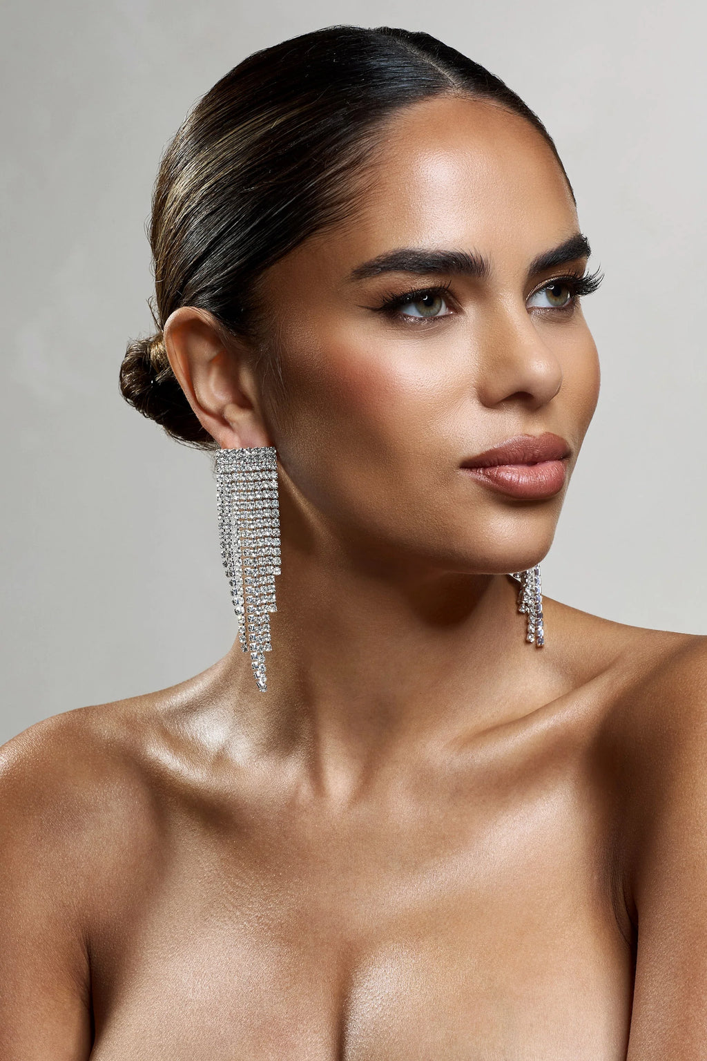 Twinkle | Silver Diamante Tassel Earrings