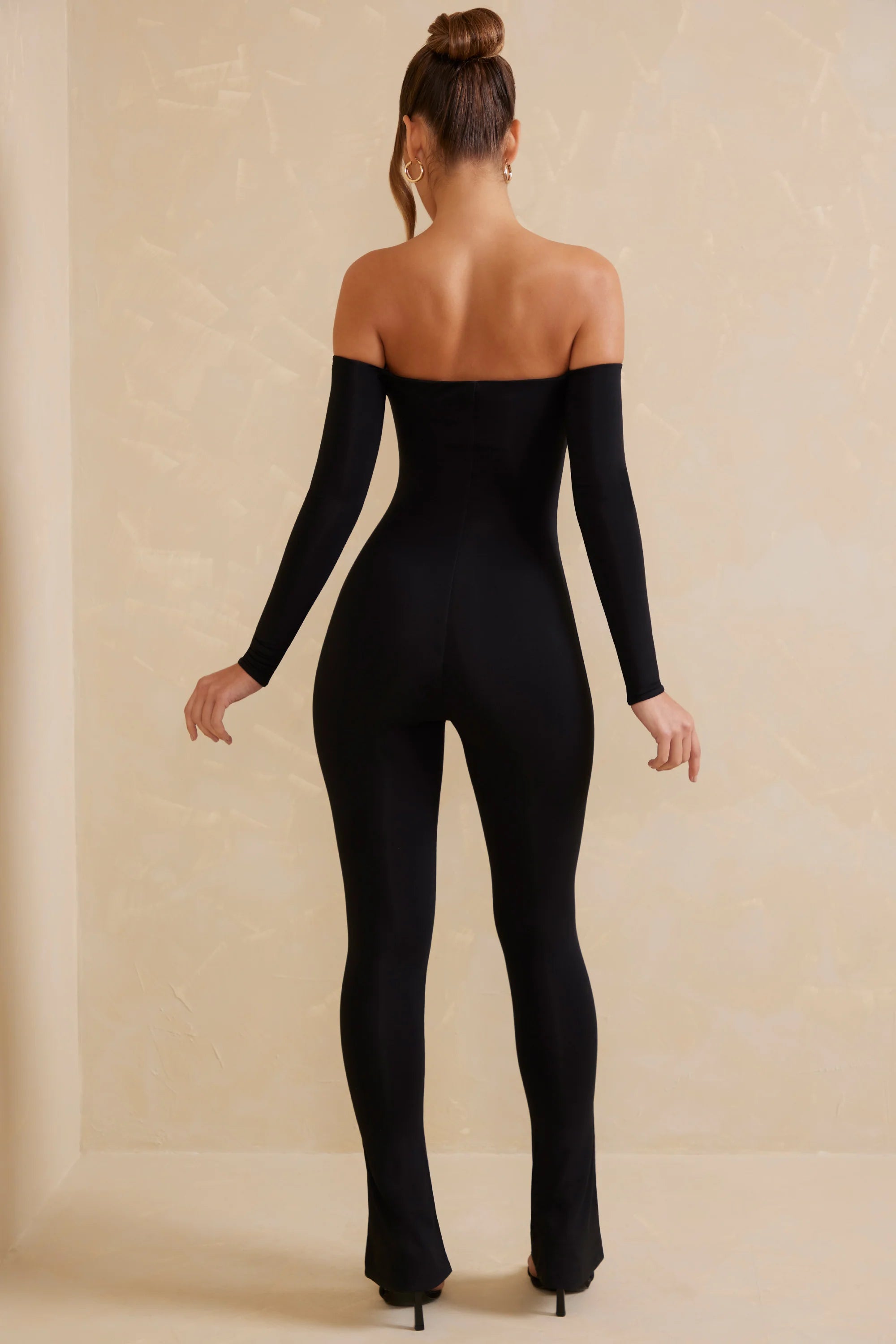 Petite Off The Shoulder Jumpsuit in Black