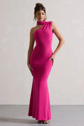 Capucine | Pink Asymmetric Draped Maxi Dress
