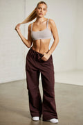 Tall Wide Leg Cargo Trousers in Brown