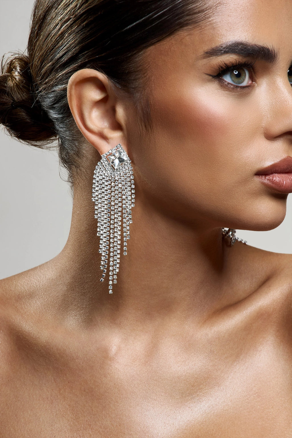 Focus | Silver Diamante Tassel Earrings