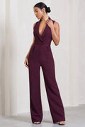 Endure | Plum Tailored Sleeveless Wide-Leg Jumpsuit