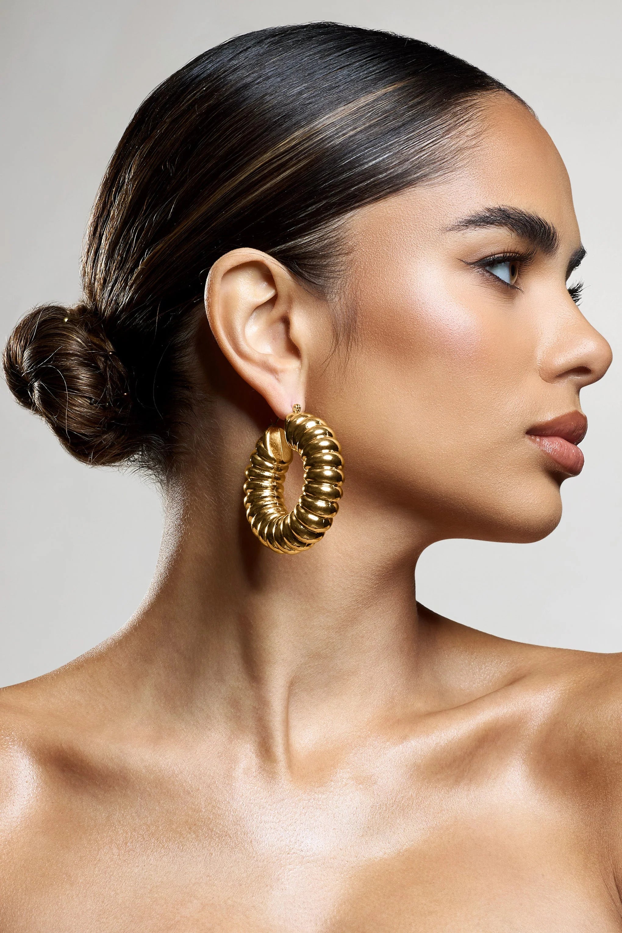 Rialta | Gold Ribbed Chunky Hoop Earrings