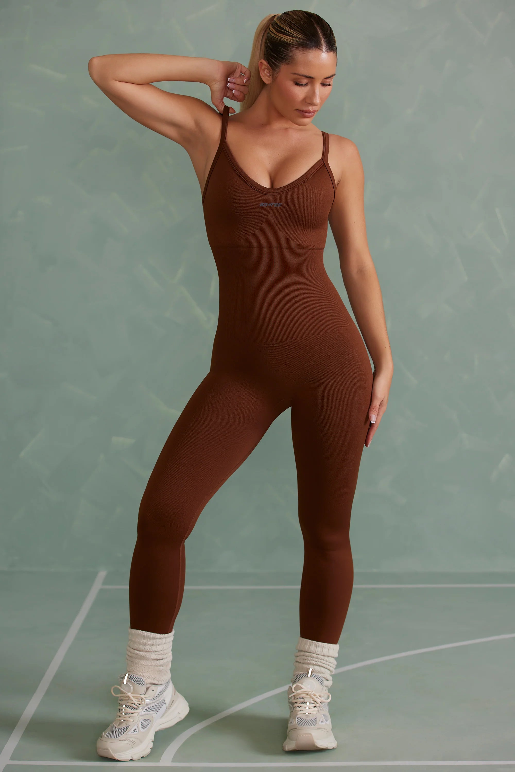 Petite Super Sculpt Unitard in Copper Brown