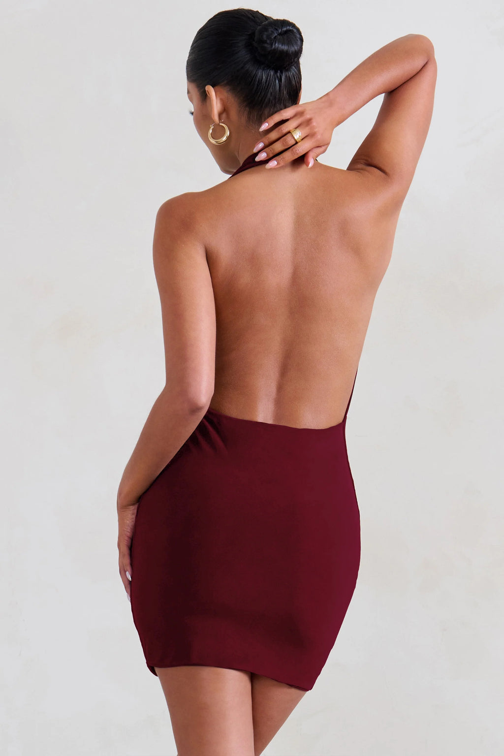 Liliana | Burgundy Cowl Neck Mini Dress