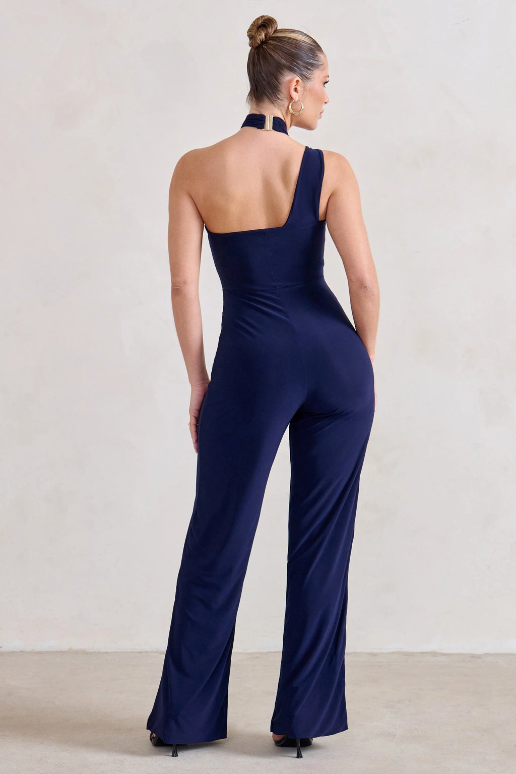Tilly | Navy Cut Out Halterneck Asymmetrical Jumpsuit
