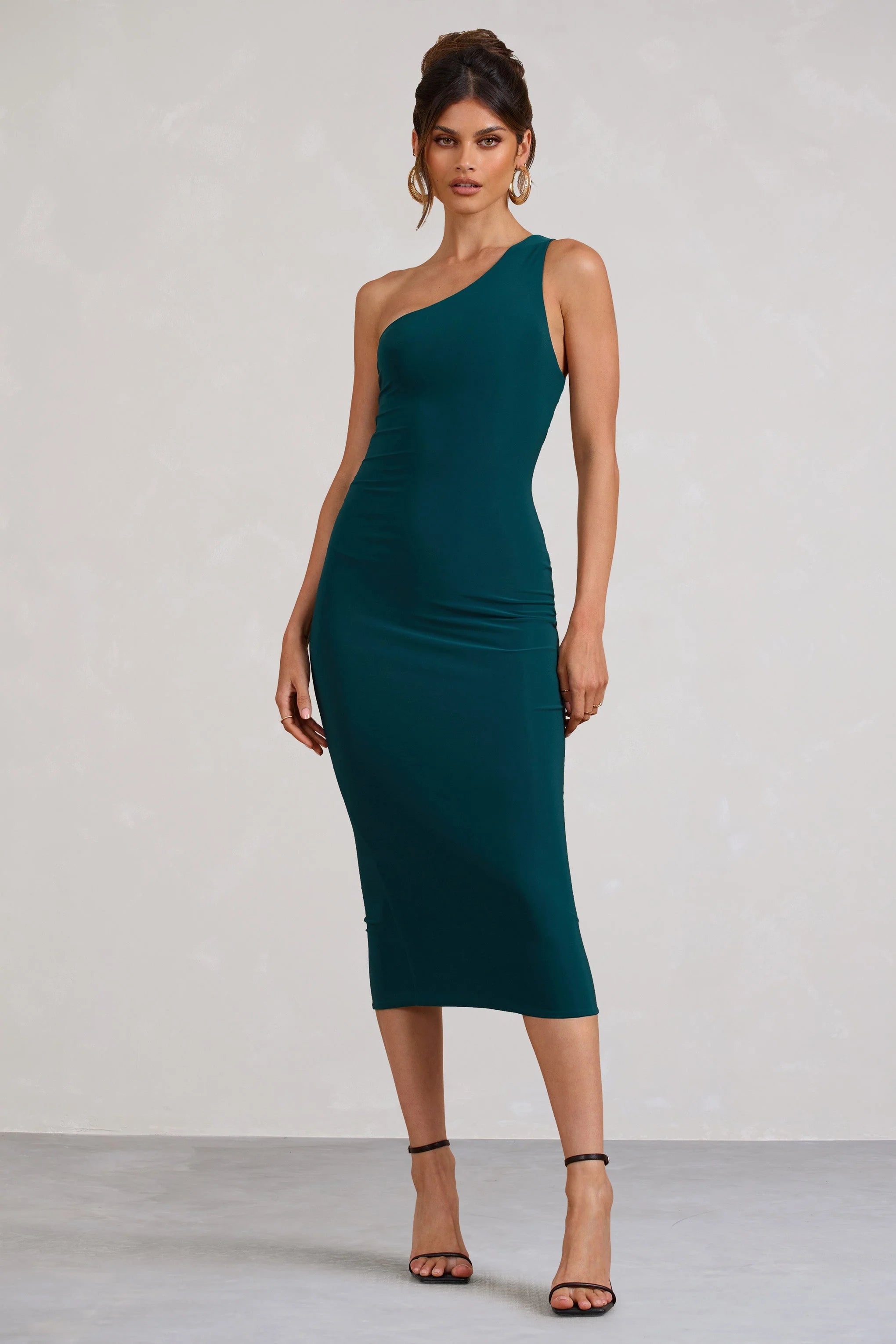 Vineyard | Green Asymmetric Backless Bodycon Midi Dress