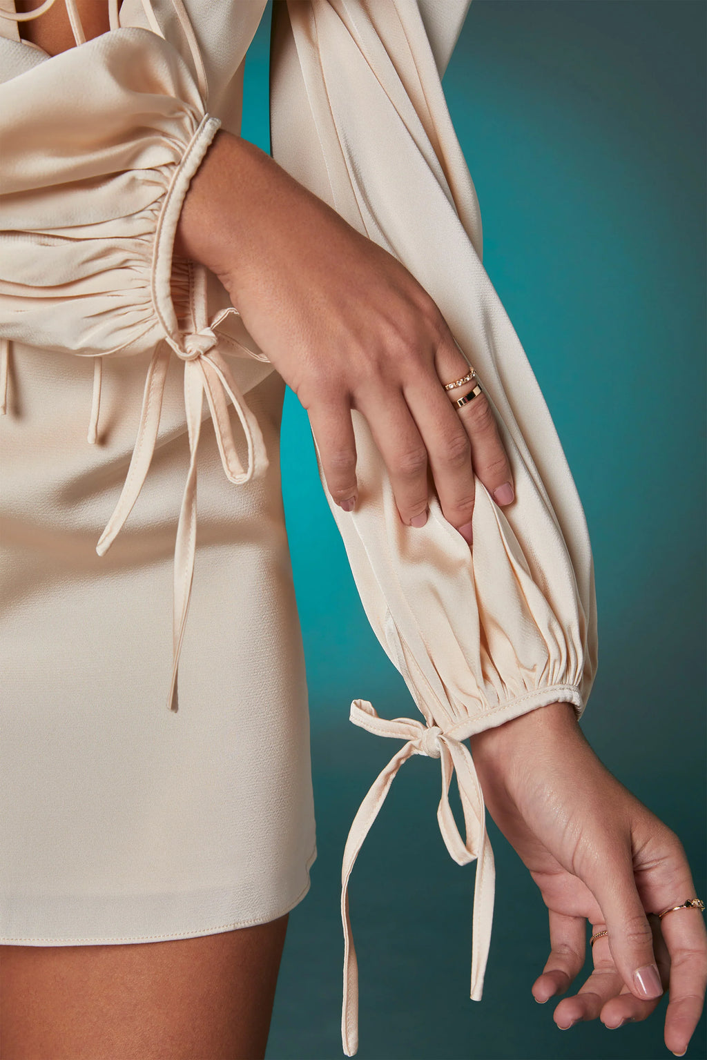 Balloon Sleeve Mini Dress in Ivory