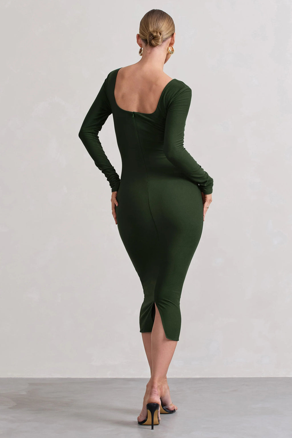 Sammy | Dark Green Bodycon Sweetheart Midi Dress