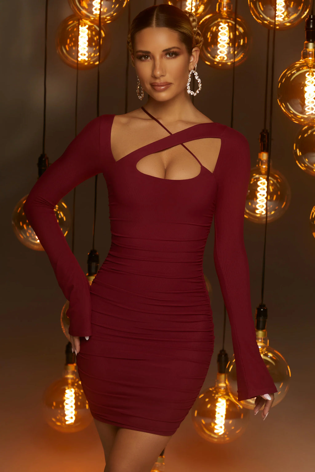 Long Sleeve Mini Dress in Red