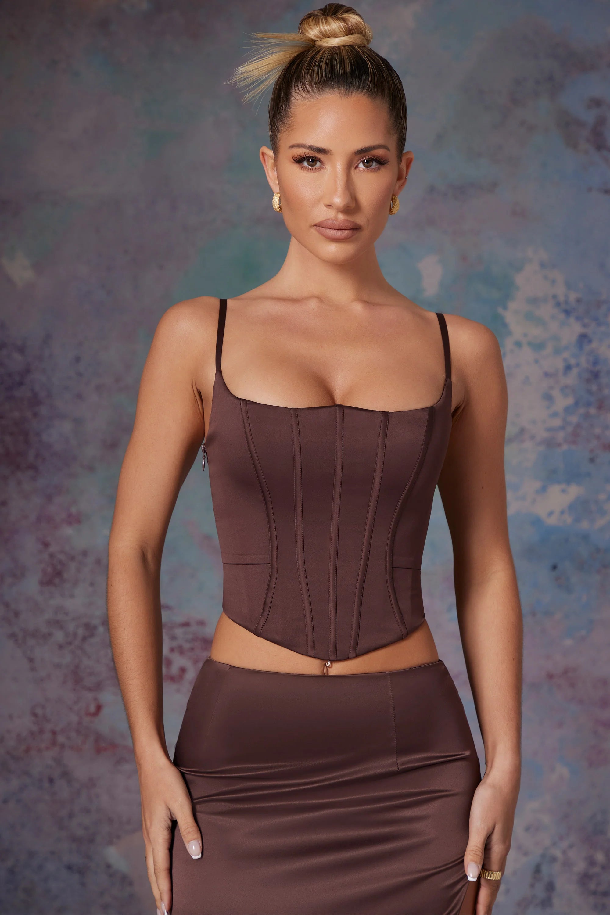 Push Up Full Length Corset in Brown