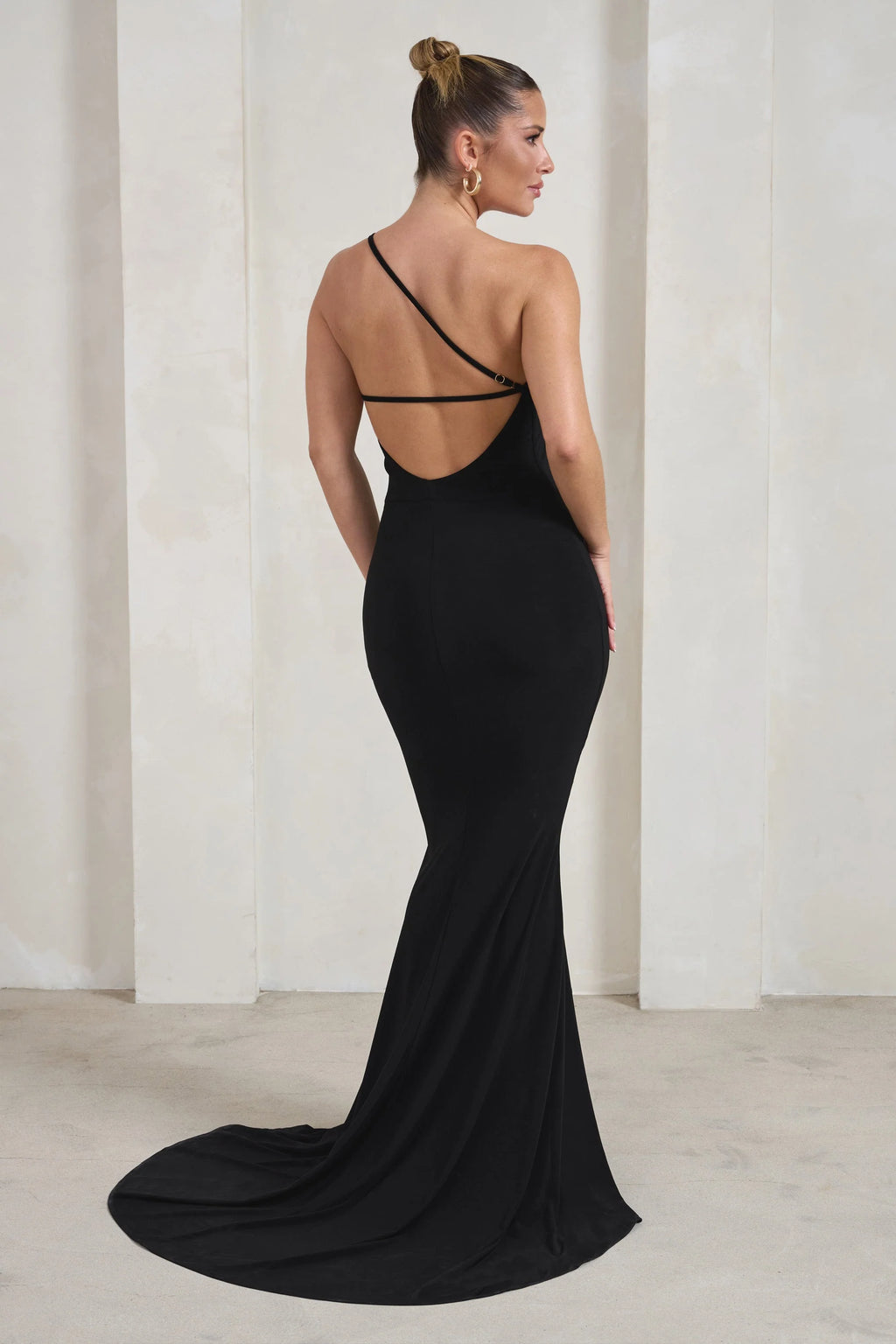 Belle | Black One Shoulder Fishtail Maxi Dress