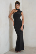 Capucine | Black Asymmetric Draped Maxi Dress