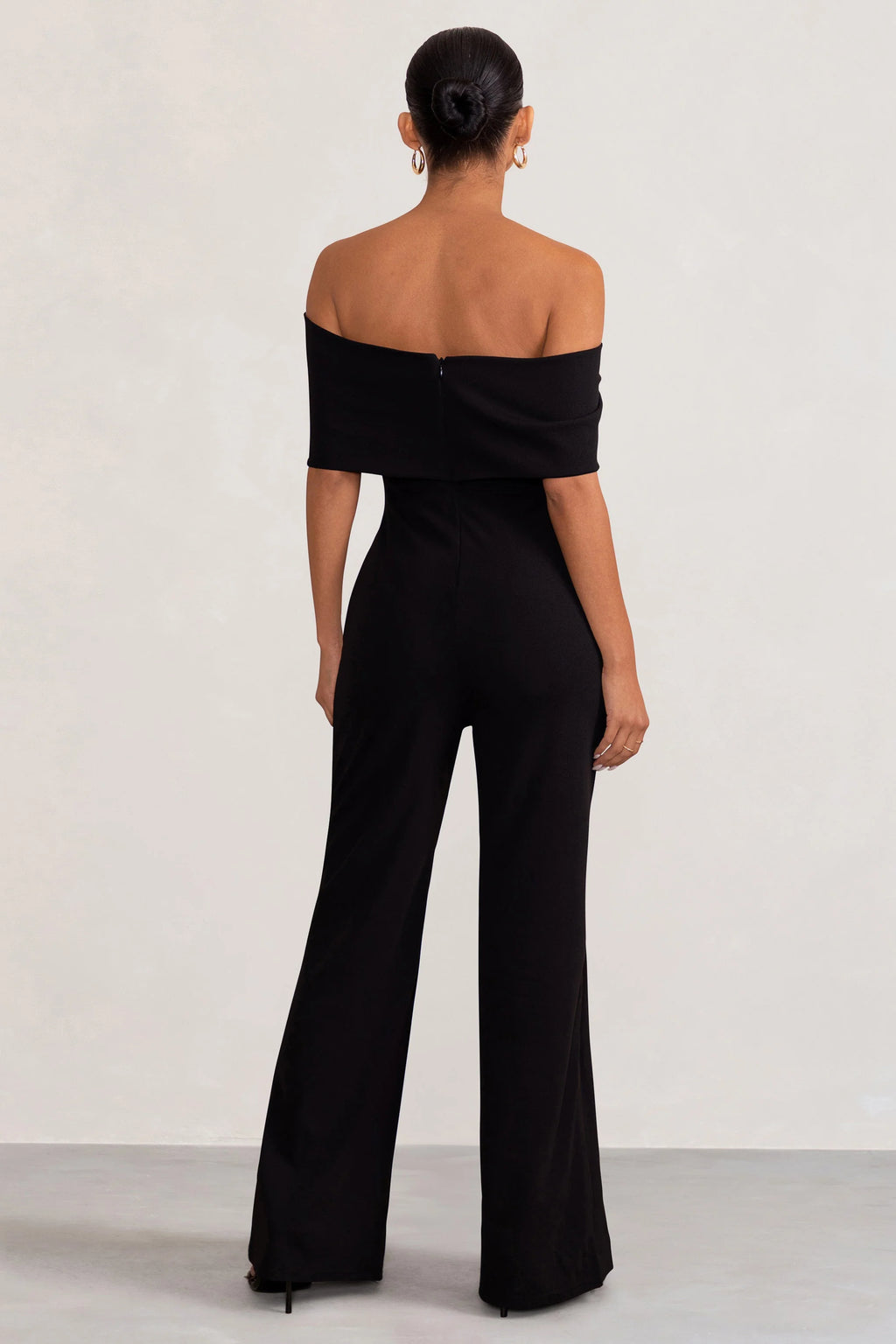 Meave | Black Bardot Bow Maternity Jumpsuit
