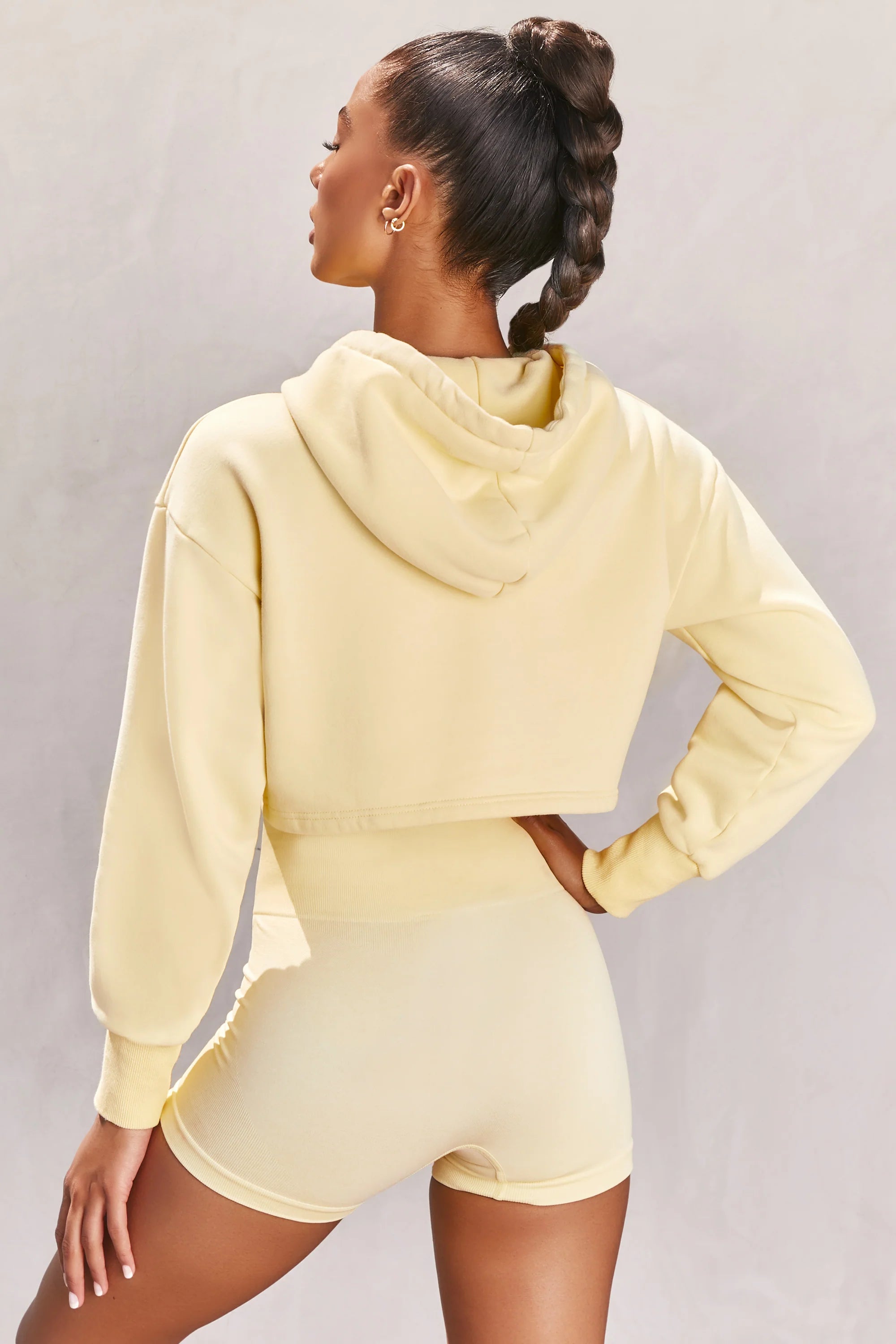 Off Duty Cropped Hoodie in Lemon