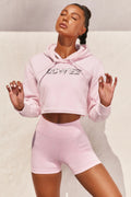 Off Duty Cropped Hoodie in Light Pink