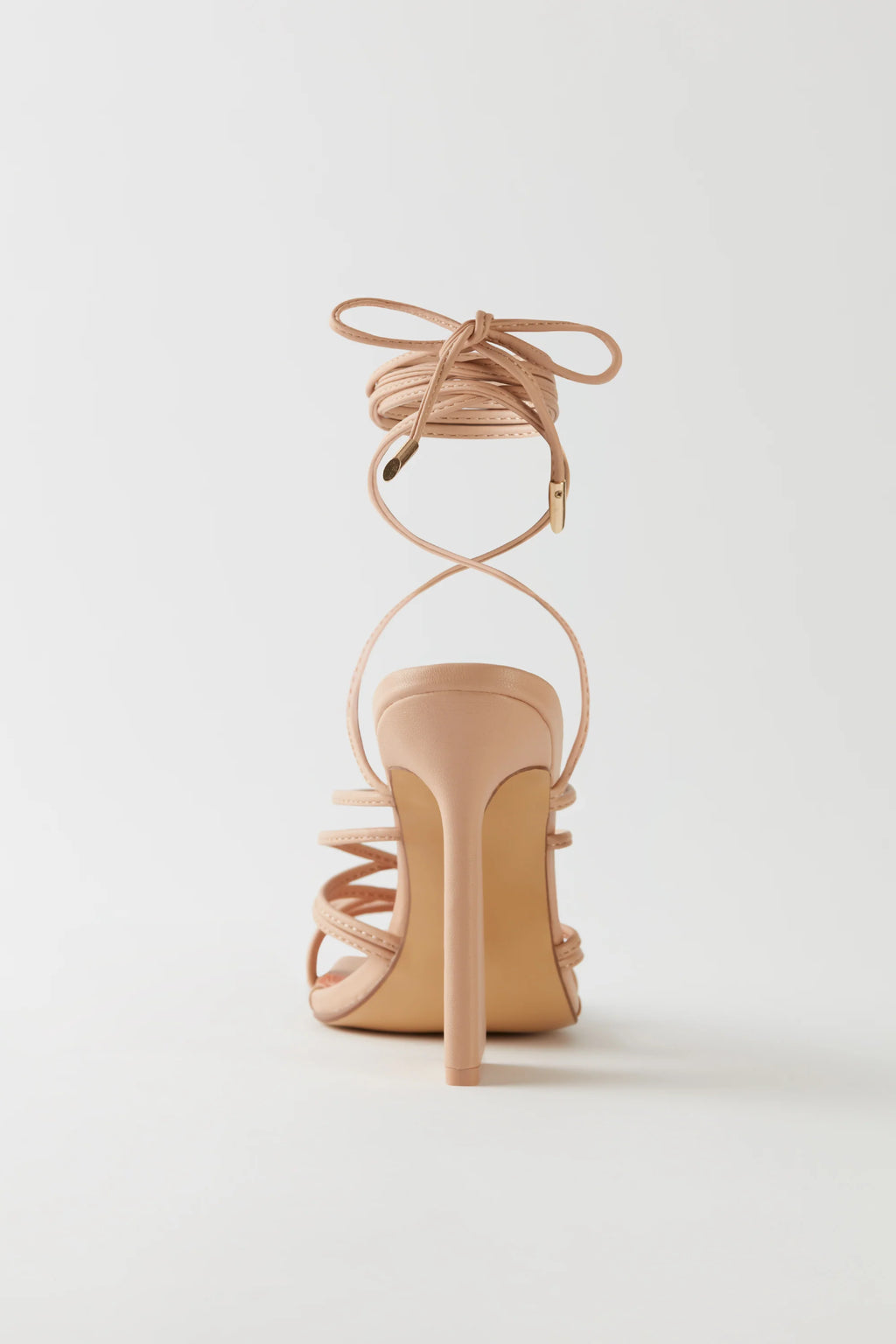 Leatherette Lace Up Heels in Nude
