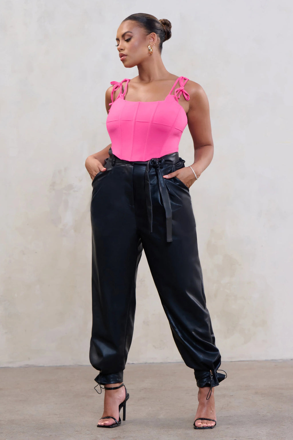 Forever | Plus Black Oversized Adjustable Hem Trousers