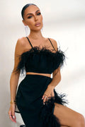 Prestige | Black Bralette With Feather Trim