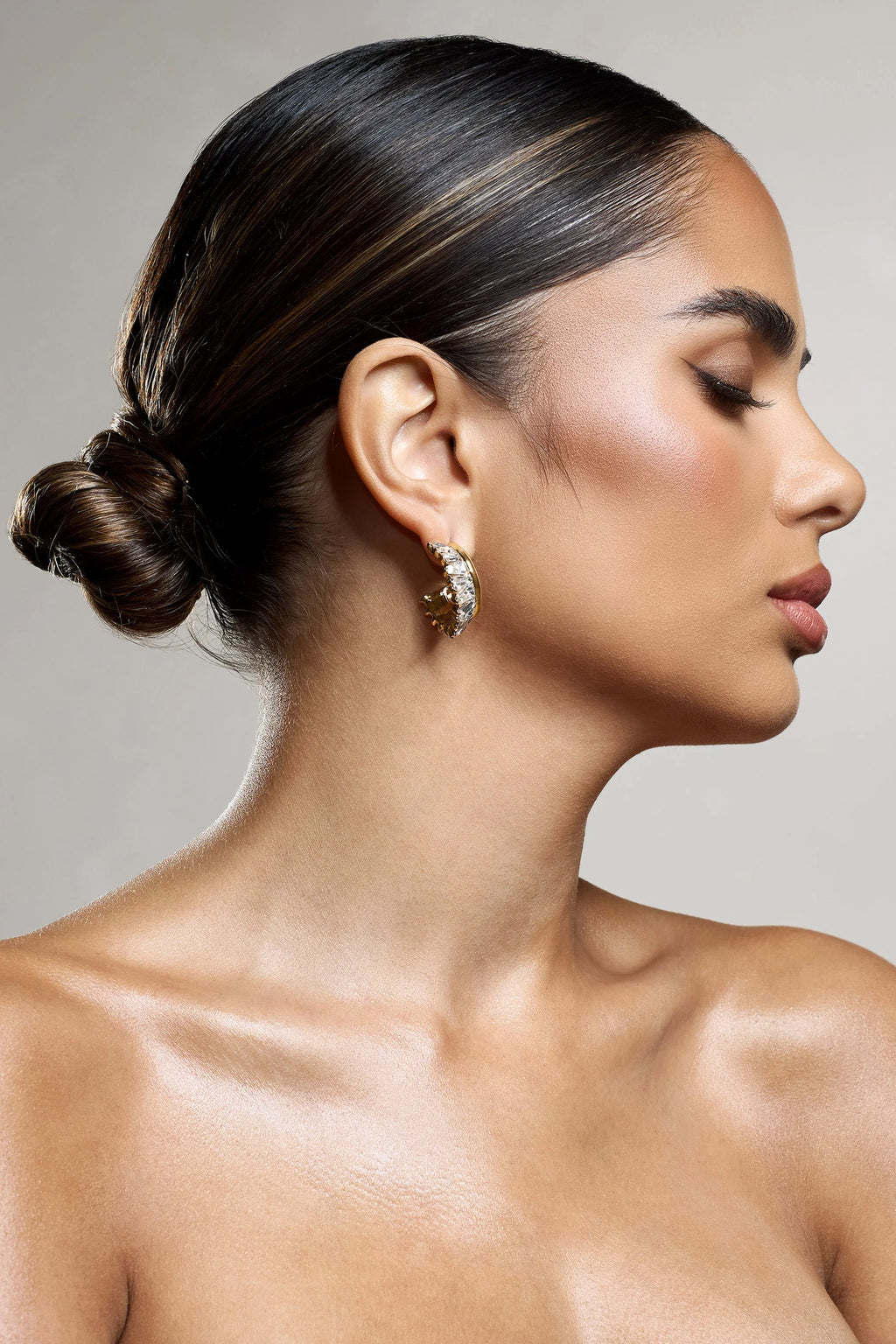Luster | Gold Diamante Chunky Hoop Earrings