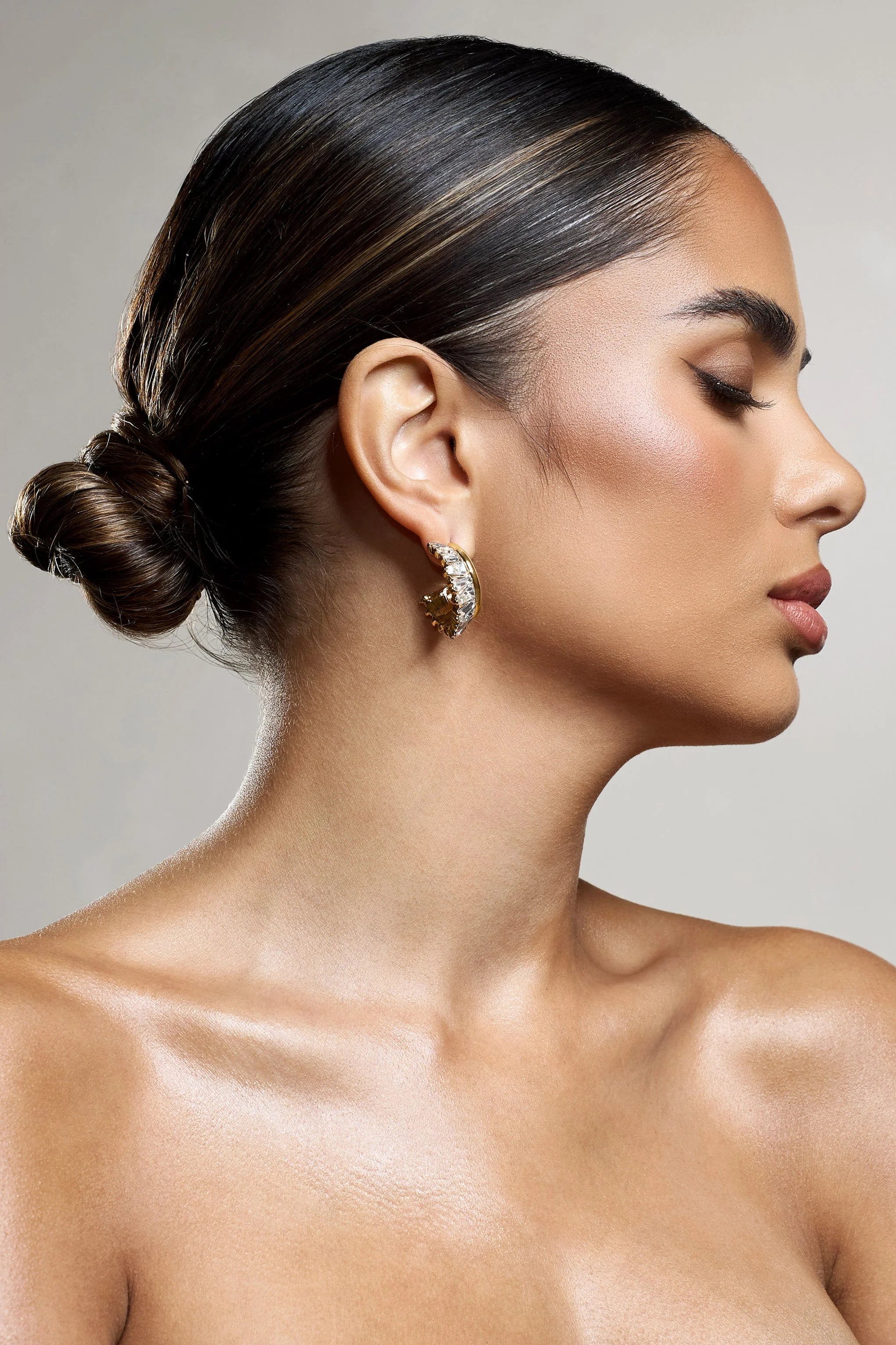 Luster | Gold Diamante Chunky Hoop Earrings