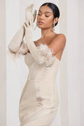 Spicy Signs | Champagne Long-Sleeved Feather Gloves