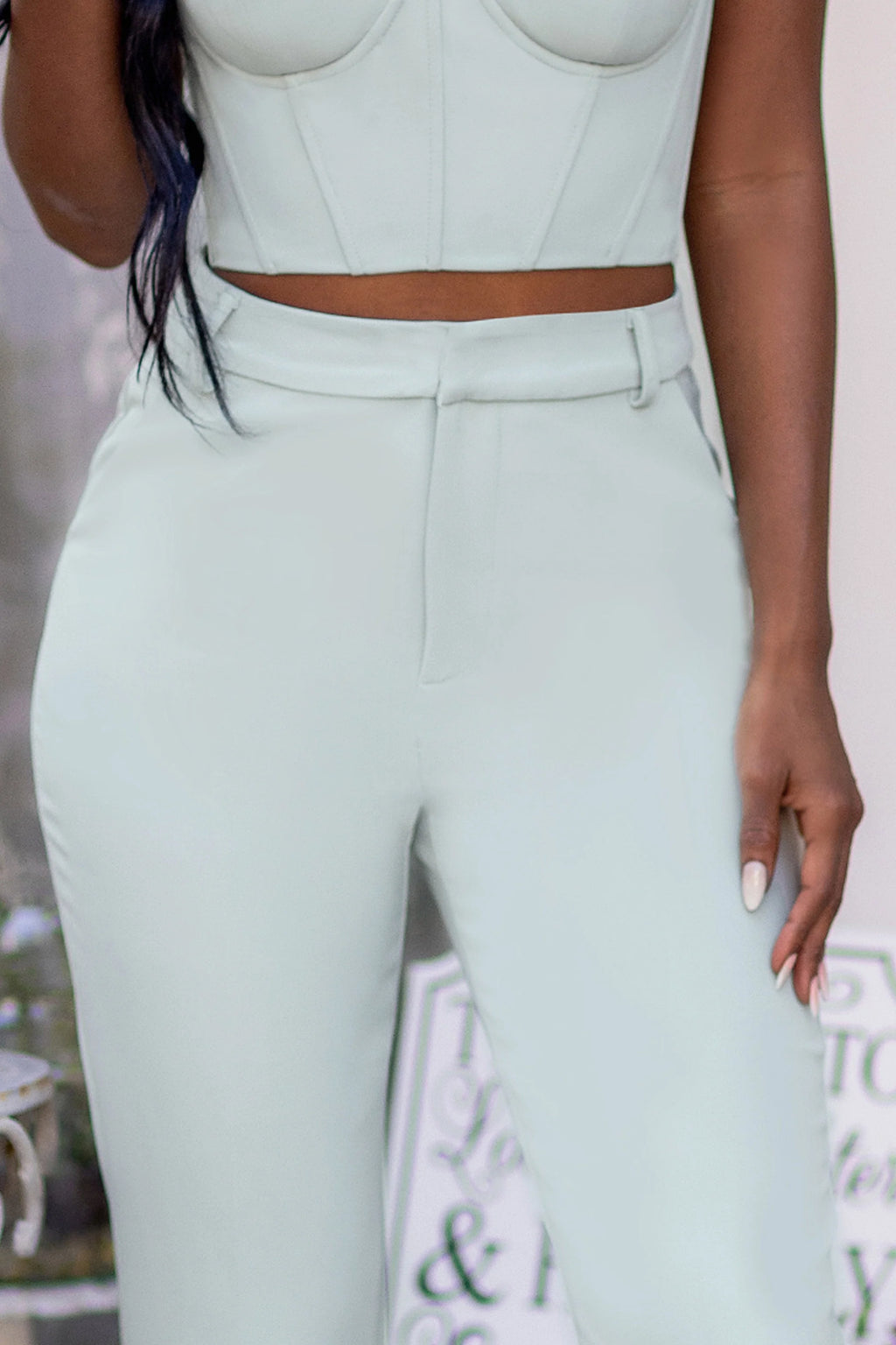 My Desire | Sage Tailored Cigarette Trousers