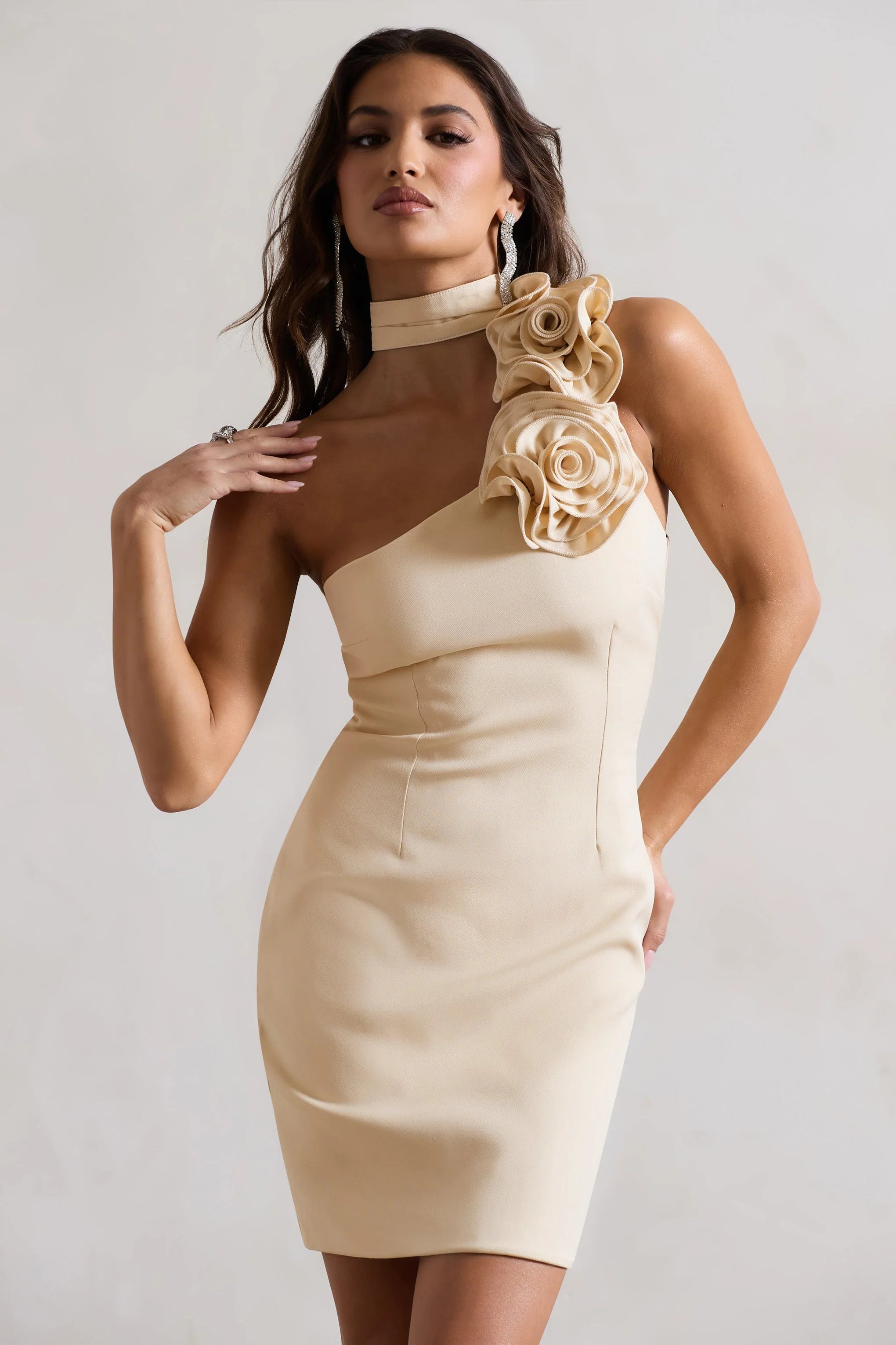 The Social | Lemon Mini Dress With Ruffled Choker