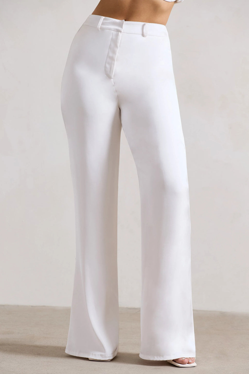 Your Way | Cream Satin Wide-Leg Trousers