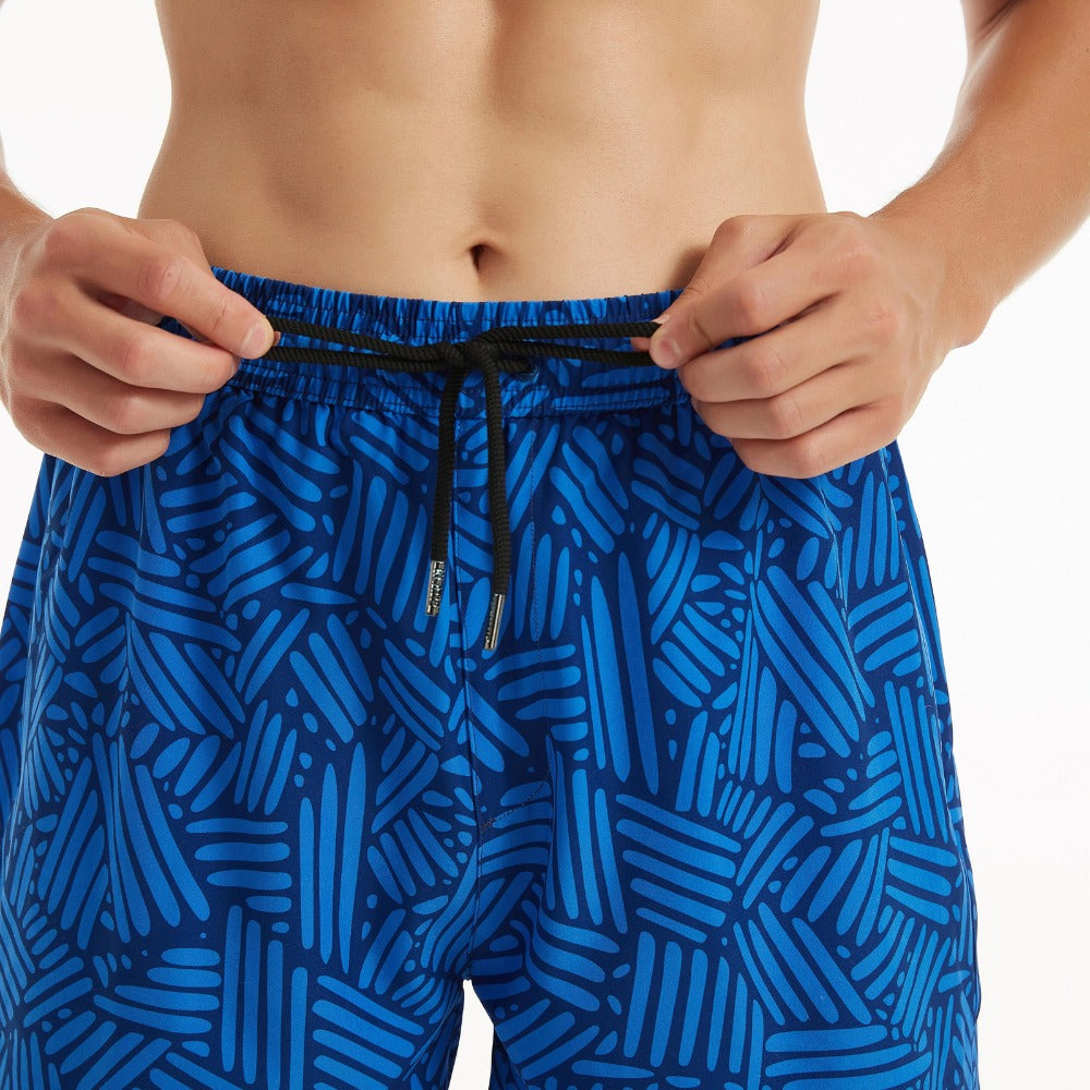 Blue Geometric – Compression Liner Hybrid Shorts