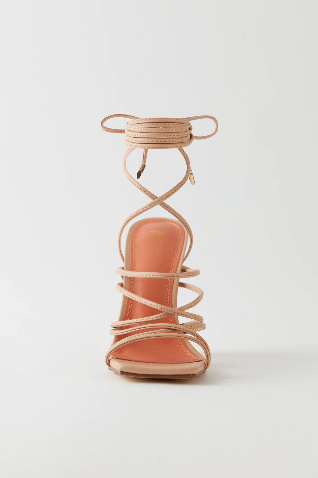 Leatherette Lace Up Heels in Nude