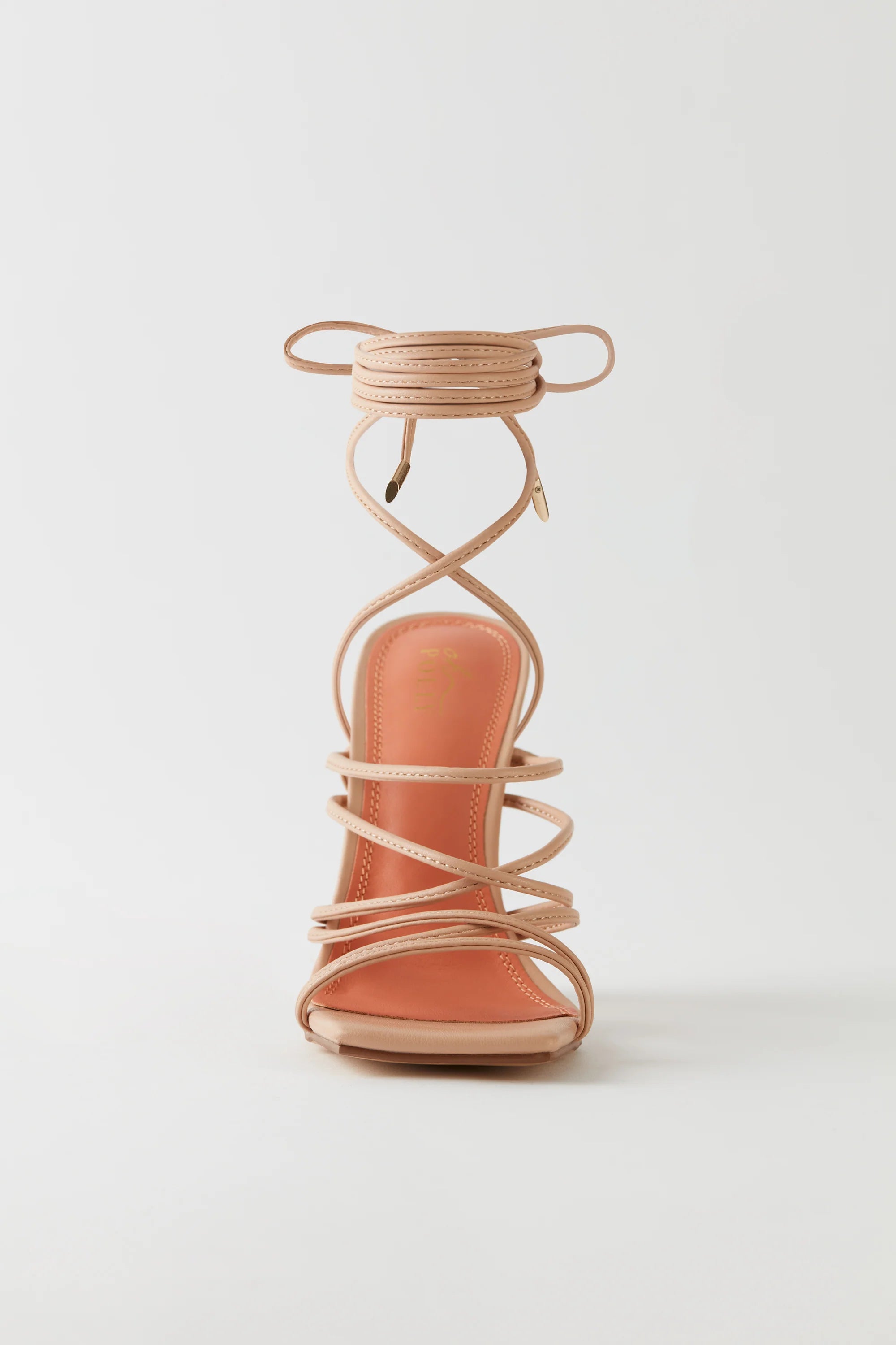 Leatherette Lace Up Heels in Nude